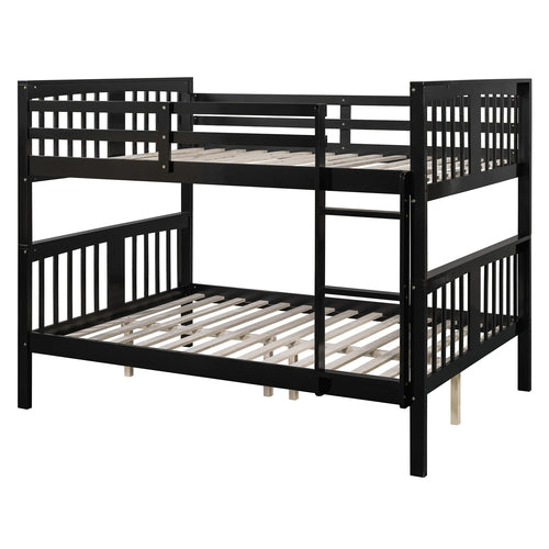 Full over Full Bunk Bed with Ladder for Bedroom, Guest Room Furniture