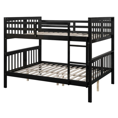 Full over Full Bunk Bed with Ladder for Bedroom, Guest Room Furniture