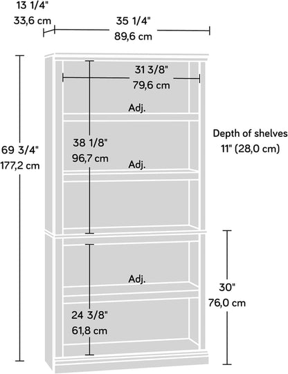Estate Black 5 Shelf Bookcase 35.28 x 13.23 x 69.76 Inches