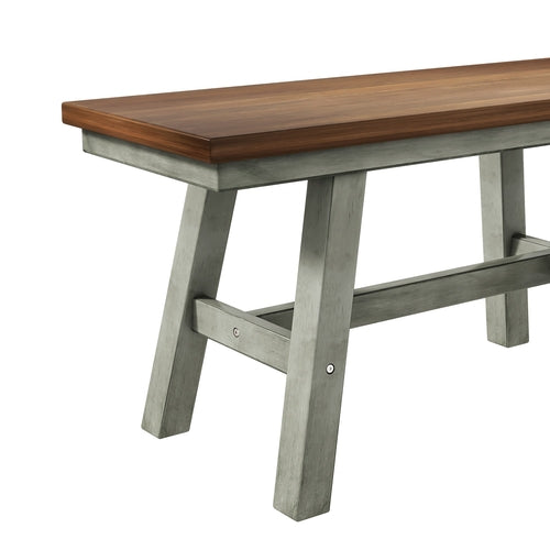 6-Piece Wood Dining Table Set with Long Bench and 4 Dining Chairs,