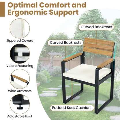 6-Piece Outdoor Dining Set, Acacia Wood, 1 Table with 4 Chairs & 1