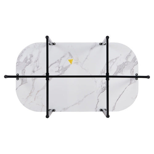 Modern 7-Piece Dining Table Set with Faux Marble Compact 55Inch