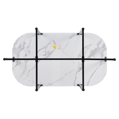 Modern 7-Piece Dining Table Set with Faux Marble Compact 55Inch