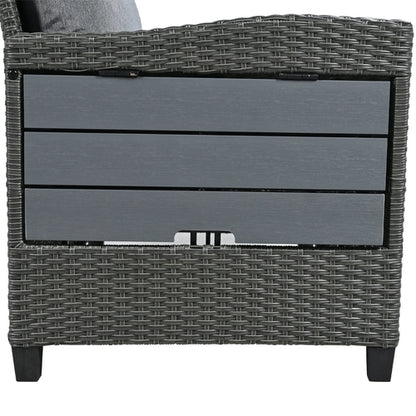 5-Piece Outdoor Patio Rattan Sofa Set, Sectional PE Wicker L-Shaped