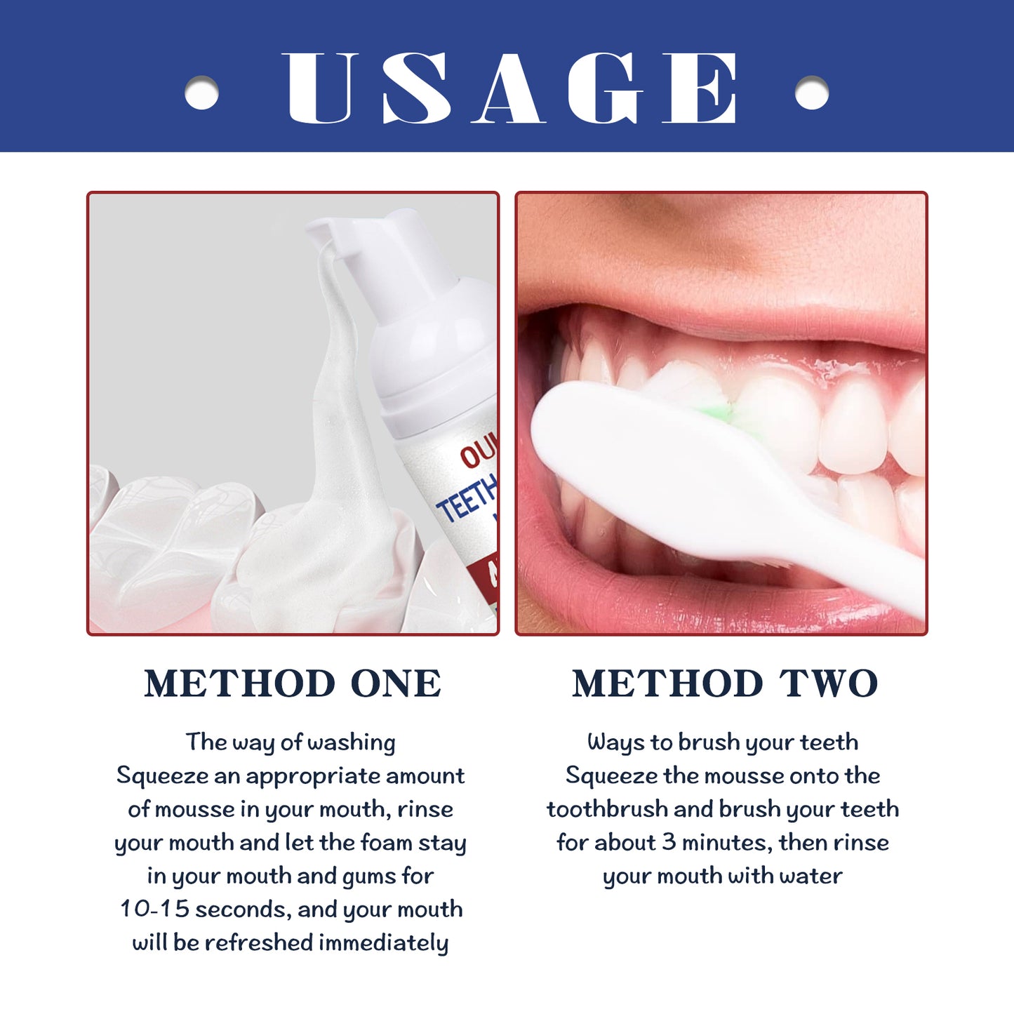 OUHOE Tooth Cleaning Mousse, Mouth Clean Fresh Bright White Anti-decay Foam Toothpaste