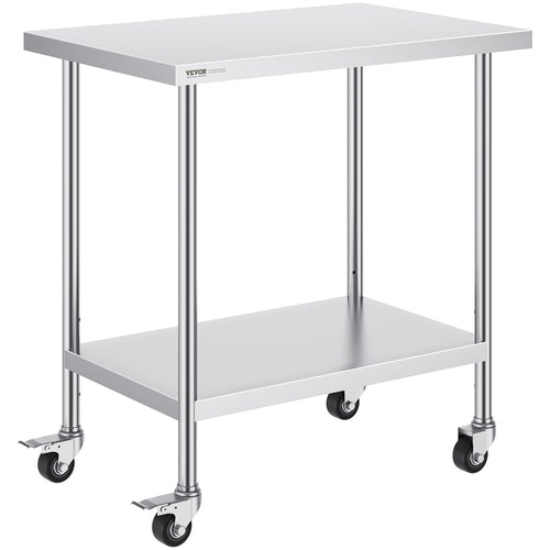 Stainless Steel Work Table 24 X 36 X 38 Inch, With 4 Wheels, 3
