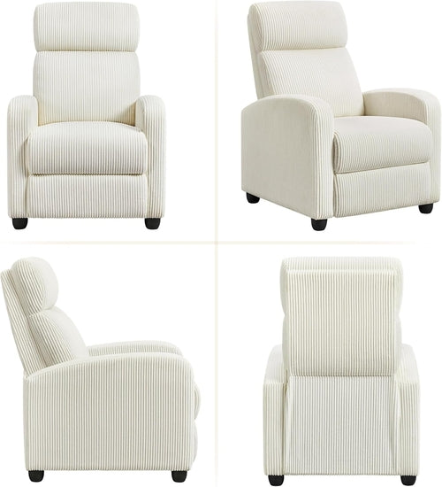 Beige Corduroy Recliner Chair Adjustable For Living Room Home Theater