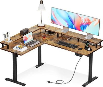 Electric L Shaped Standing Desk 59 Inch Height Adjustable