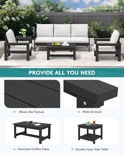 HDPE Outdoor Patio Furniture Set 7 Piece All Weather