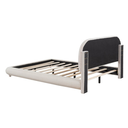 Teddy Fleece Upholstered Platform Bed with Thick Fabric, Solid Frame