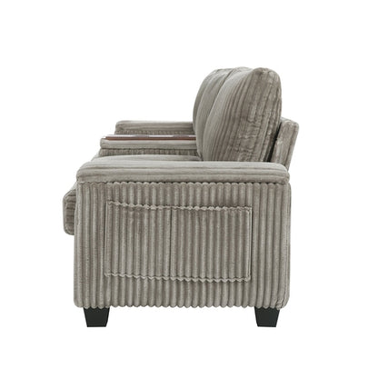 Modern 4-Seater Corduroy Sofa Couch with USB Ports, Hidden Storage and
