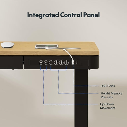 Electric Standing Desk With USB Ports And Adjustable Height