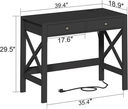 39 Inch Computer Desk With USB Ports For Home Office