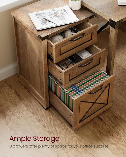 3 Drawer Farmhouse Filing Cabinet With Printer Stand For Home Office
