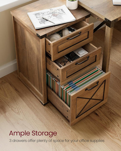 3 Drawer Farmhouse Filing Cabinet With Printer Stand For Home Office