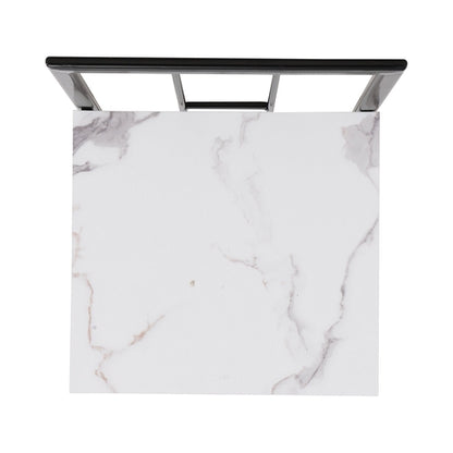 Modern 7-Piece Dining Table Set with Faux Marble Compact 55Inch