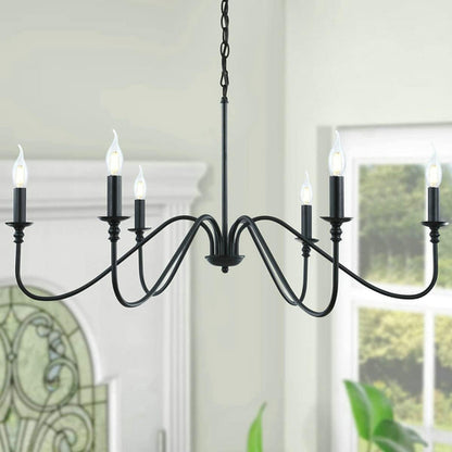 Chandelier 6 Light Black Hanging Fixture For Dining Room