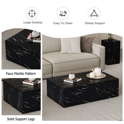 Modern Coffee Table – 39.3" Rectangular Accent Table with Textured