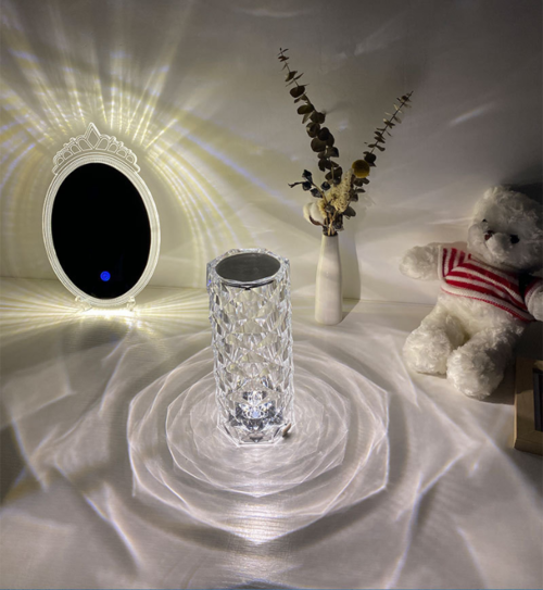 RGB Creative Rose Crystal, Lamp-Touch Control-Adjustable 16-Color