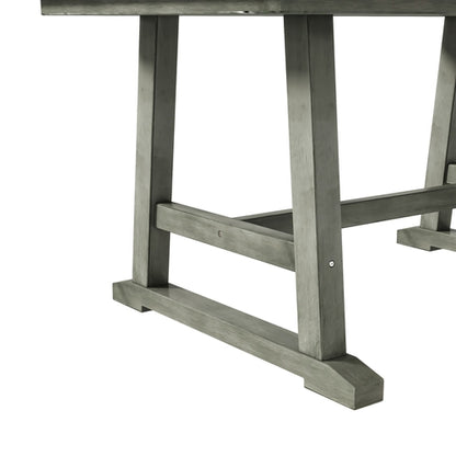 6-Piece Wood Dining Table Set with Long Bench and 4 Dining Chairs,