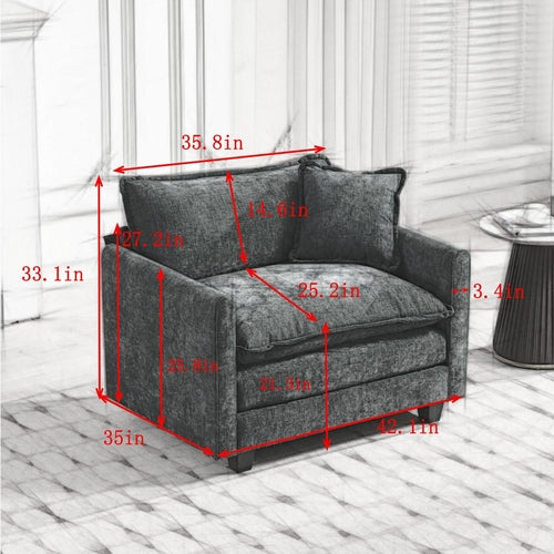 Cloud Sofa Modern Sectional Couch, Comfy Double Layer Upholstered Seat
