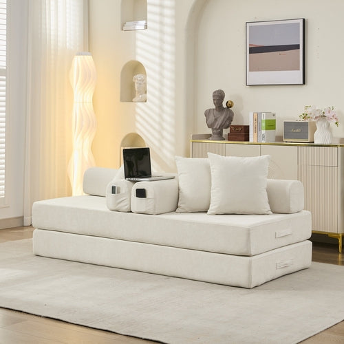 Comfy Convertible Folding Mattress Couch, Floor Sofa Bed, Chenille
