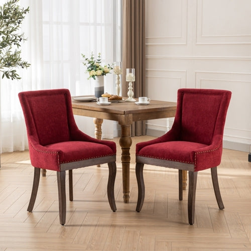 Ultra Side Dining Chair, Thickened Fabric with Solid Wood Legs and