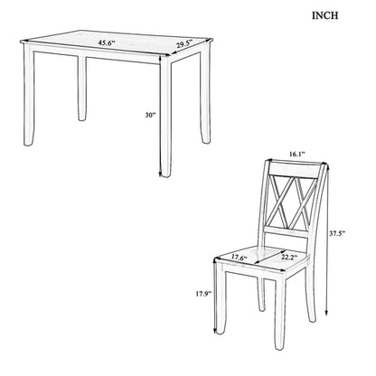 5-Piece Dining Table Set Home Kitchen Table and Chairs Wood Dining Set