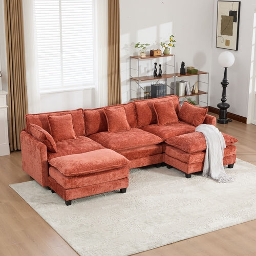 Cloud Sofa Modern Sectional Couch, Double Layer Upholstered Chenille