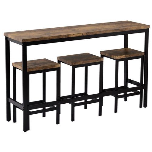 Counter Height Extra Long Dining Table Set with 3 Stools Pub Kitchen