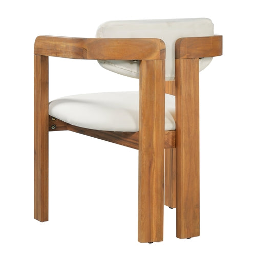 5-Piece Outdoor Acacia Wood Round Dining Set, Solid Wood Patio Table