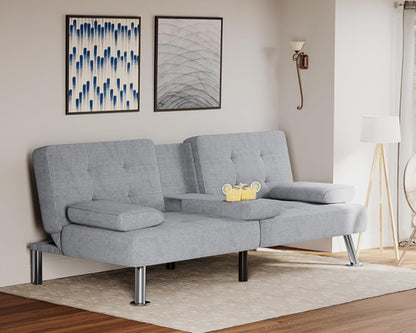 Futon Sofa Bed Modern Folding Futon Set Linen Fabric Convertible