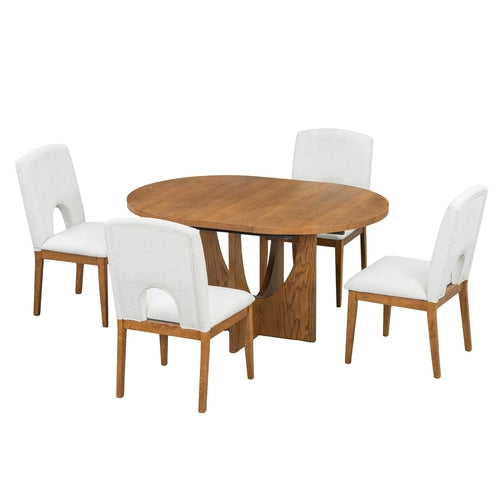 Modern 5-Piece Extendable Round Dining Table Set with 16.2inch