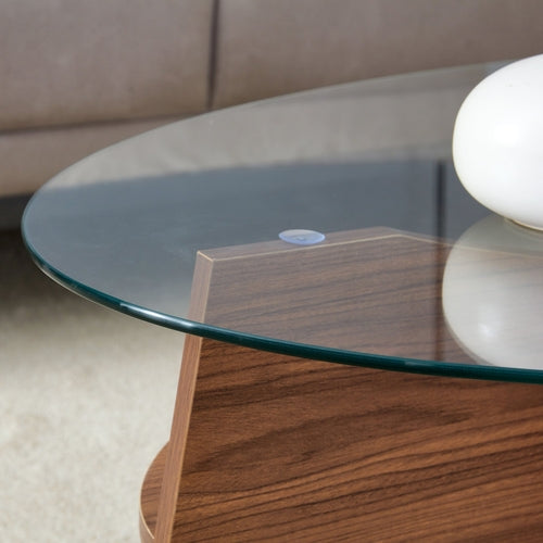 Oval Glass Coffee Table – 41.3" Modern Tempered Glass Table,