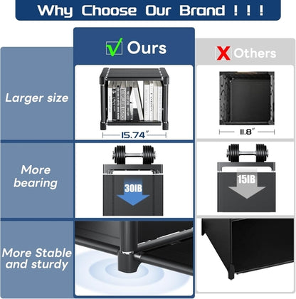 18 Cube Black Durable Bookcase With Storage Organizer