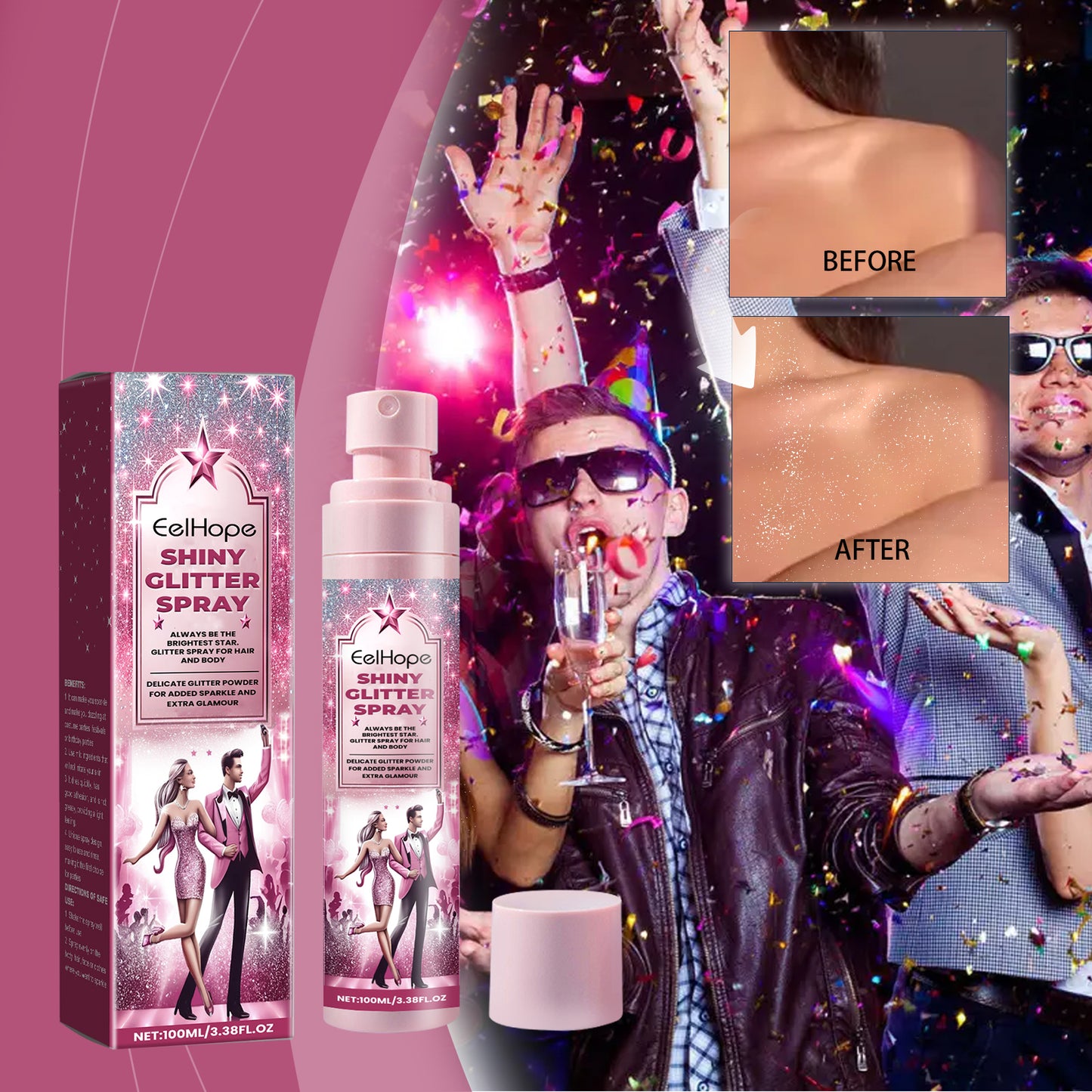 Stage Makeup Spray, Prom Festival Carnival Hair Body Shimmer Highlight Makeup Spray