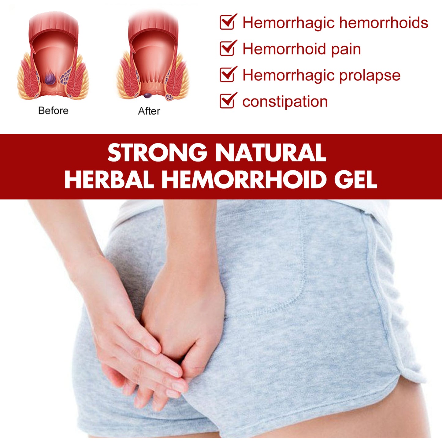 Strong Natural Herbal Hemorrhoid Gel, Repair Anal Relief Itching Discomfort And Hemorrhoid Treatment Gel