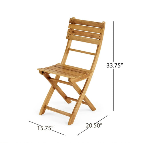 5-Piece Acacia Wood Foldable Outdoor Patio Dining Set