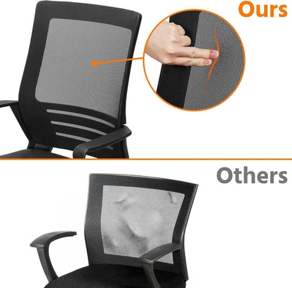 Ergonomic Office Chair Leather Seat Mesh Back Black With Lumbar