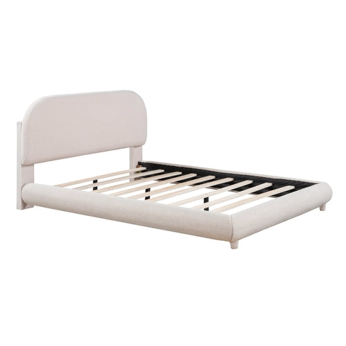 Teddy Fleece Upholstered Platform Bed with Thick Fabric, Solid Frame