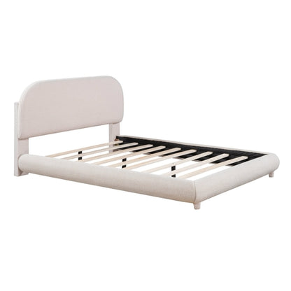 Teddy Fleece Upholstered Platform Bed with Thick Fabric, Solid Frame