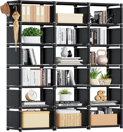 18 Cube Black Durable Bookcase With Storage Organizer