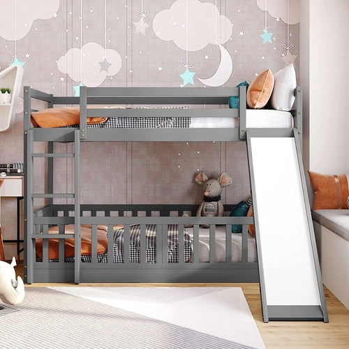 Twin Metal Bunk Bed Frame Black With Convertible Ladder