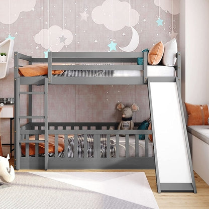 Twin Metal Bunk Bed Frame Black With Convertible Ladder