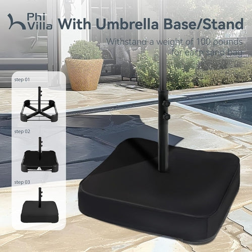 15Ft Large Patio Umbrellas with Base Included, Outdoor Double-Sided