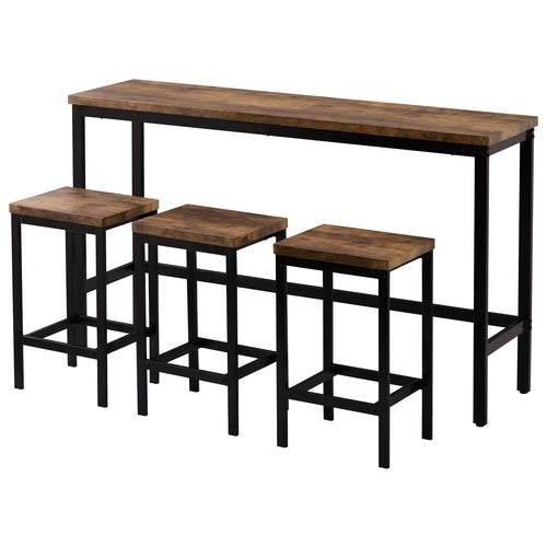 Counter Height Extra Long Dining Table Set with 3 Stools Pub Kitchen