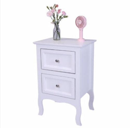 Countryside Style Two-story Bedside Table - White