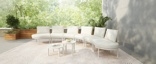 8-Piece Patio Sofa Furniture Set, Half Moon Outdoor Sectional Sofa
