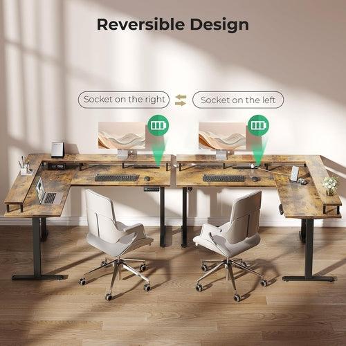 Electric L Shaped Standing Desk 59 Inch Height Adjustable