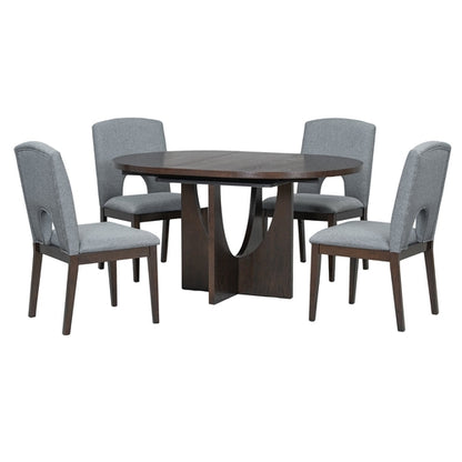 Modern 5-Piece Extendable Round Dining Table Set with 16.2inch